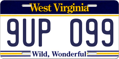 WV license plate 9UP099