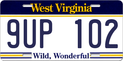 WV license plate 9UP102