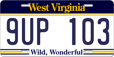 WV license plate 9UP103