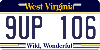 WV license plate 9UP106