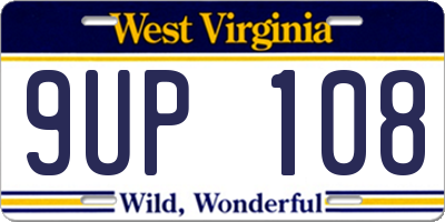 WV license plate 9UP108