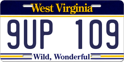 WV license plate 9UP109