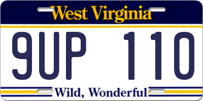 WV license plate 9UP110