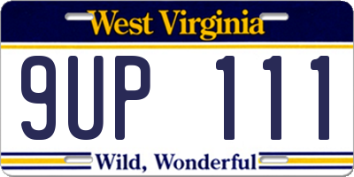 WV license plate 9UP111