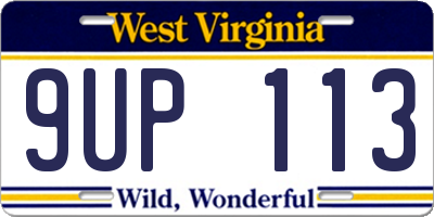 WV license plate 9UP113