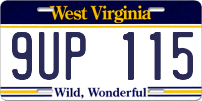 WV license plate 9UP115
