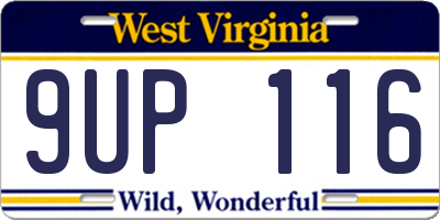 WV license plate 9UP116