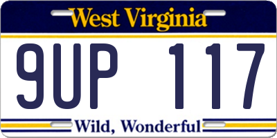 WV license plate 9UP117