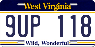 WV license plate 9UP118