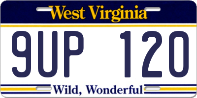WV license plate 9UP120
