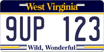 WV license plate 9UP123