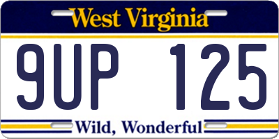 WV license plate 9UP125