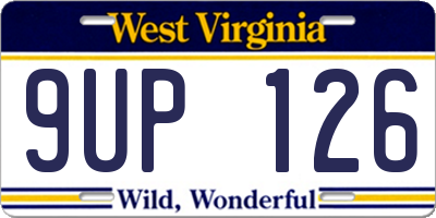 WV license plate 9UP126