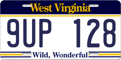 WV license plate 9UP128