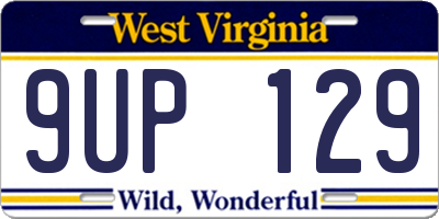 WV license plate 9UP129