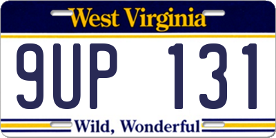 WV license plate 9UP131