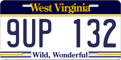 WV license plate 9UP132