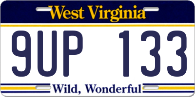 WV license plate 9UP133
