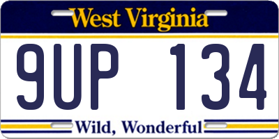 WV license plate 9UP134