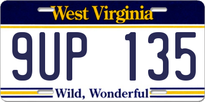 WV license plate 9UP135