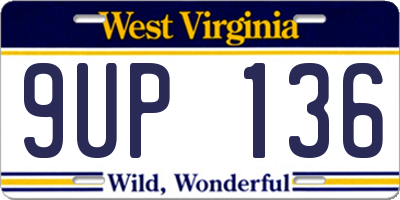 WV license plate 9UP136