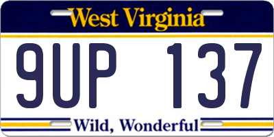 WV license plate 9UP137