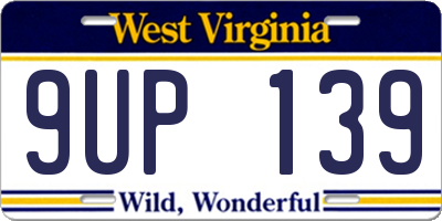 WV license plate 9UP139