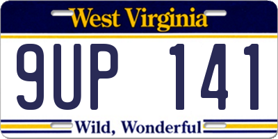 WV license plate 9UP141