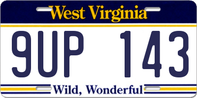 WV license plate 9UP143