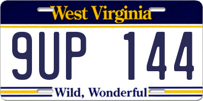 WV license plate 9UP144