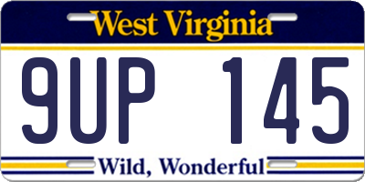 WV license plate 9UP145