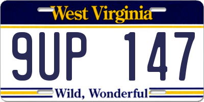WV license plate 9UP147
