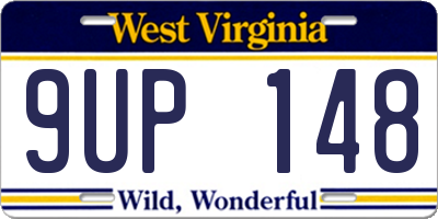 WV license plate 9UP148