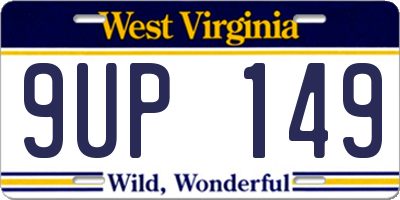 WV license plate 9UP149