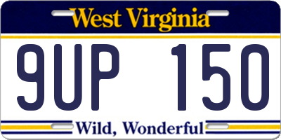 WV license plate 9UP150