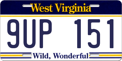 WV license plate 9UP151