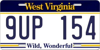WV license plate 9UP154