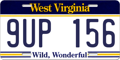 WV license plate 9UP156