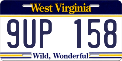 WV license plate 9UP158