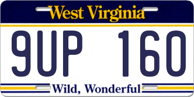 WV license plate 9UP160