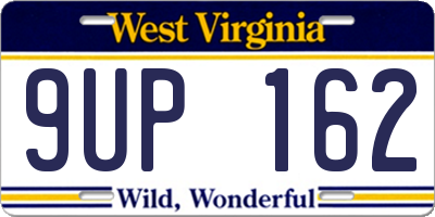 WV license plate 9UP162