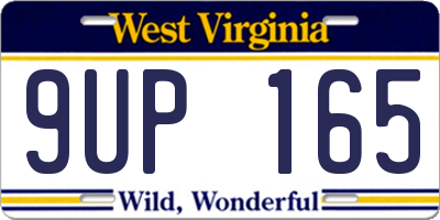 WV license plate 9UP165