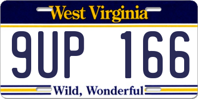 WV license plate 9UP166
