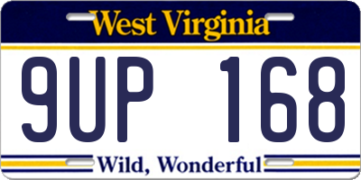 WV license plate 9UP168