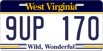 WV license plate 9UP170