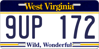 WV license plate 9UP172