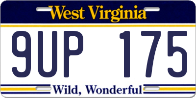 WV license plate 9UP175