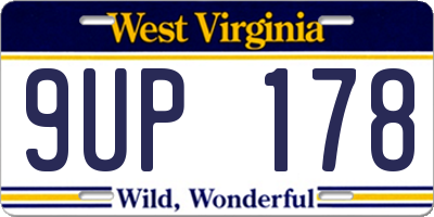 WV license plate 9UP178