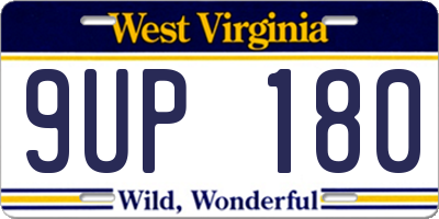 WV license plate 9UP180