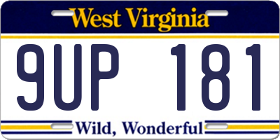 WV license plate 9UP181